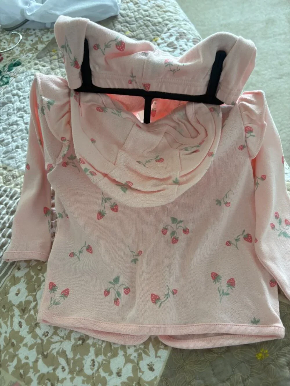 Carter's Child of Mine Baby Girl Strawberry Cardigan Outfit Set, Size 6-9 Months
